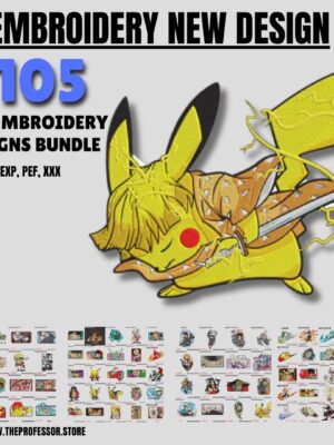 105 Premium Anime Embroidery Design Bundle