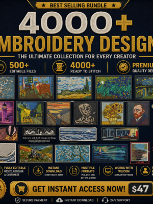 The Ultimate Embroidery Mega Pack (4,000+ Designs) editable emb files